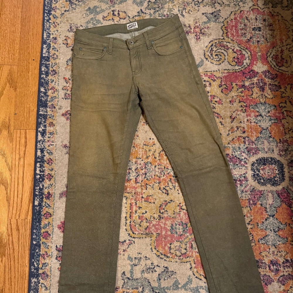 Naked and Famous, green stretch, skinny guy sz 31